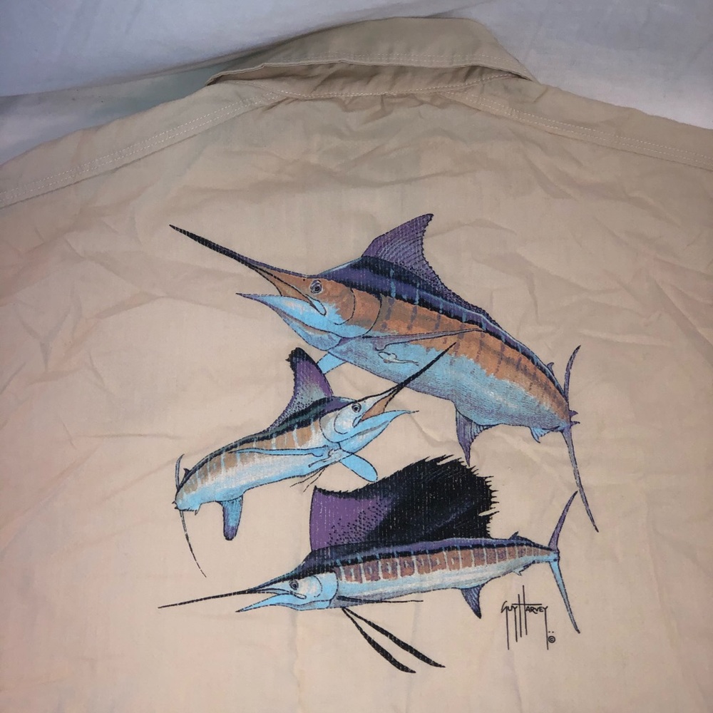 Men’s Guy Harvey Fish SS Casual Button Up Shirt L - Picture 6 of 7